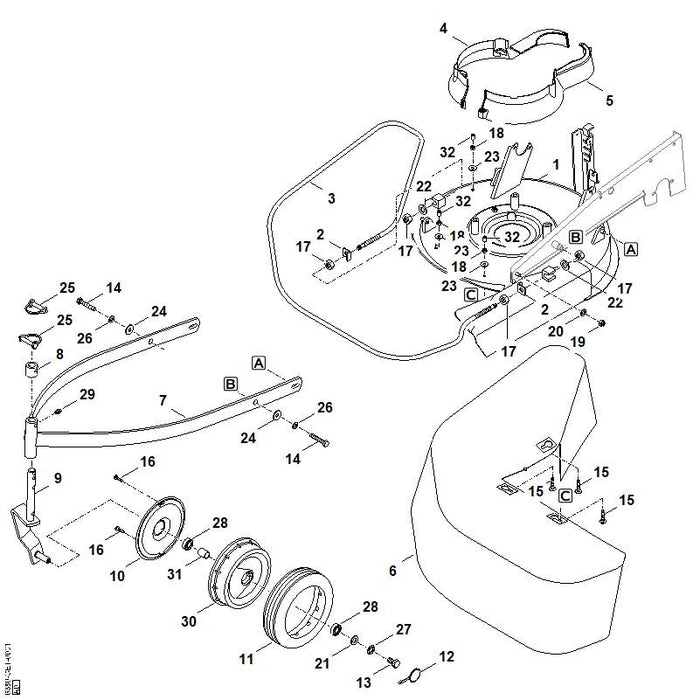 STIHL 6380-780-2106 wielvork positie 9 technische tekening