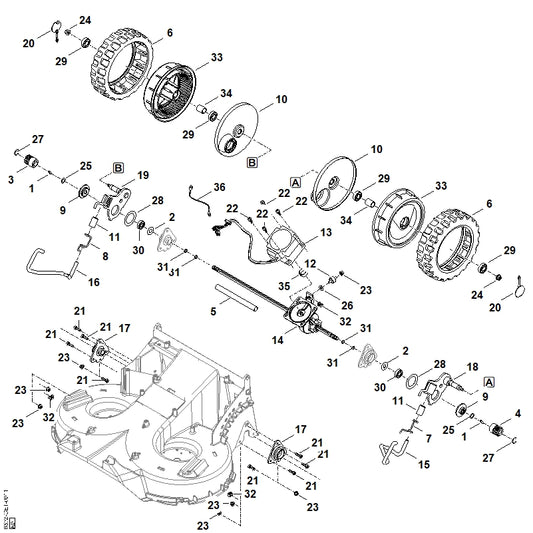 STIHL 6392-703-6700 hefboom links positie 15 technische tekening