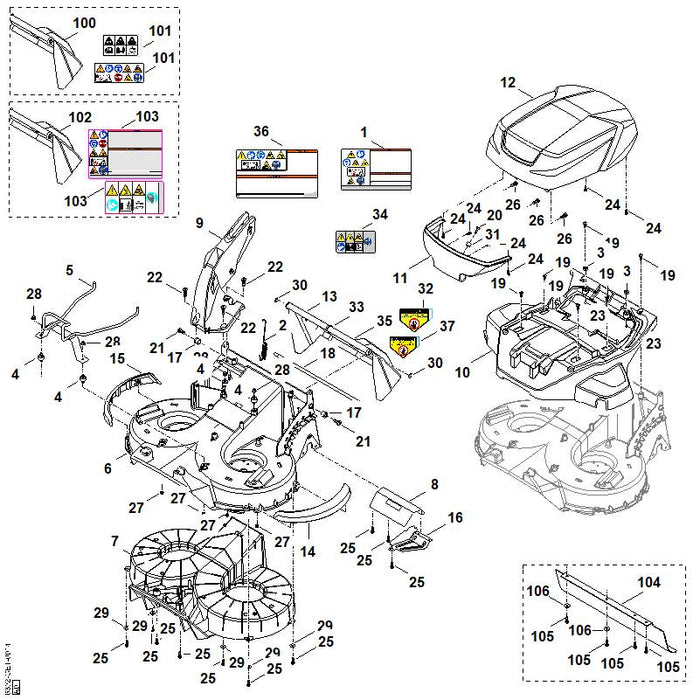 STIHL 6392-706-8200 beschermplaat positie 16 technische tekening