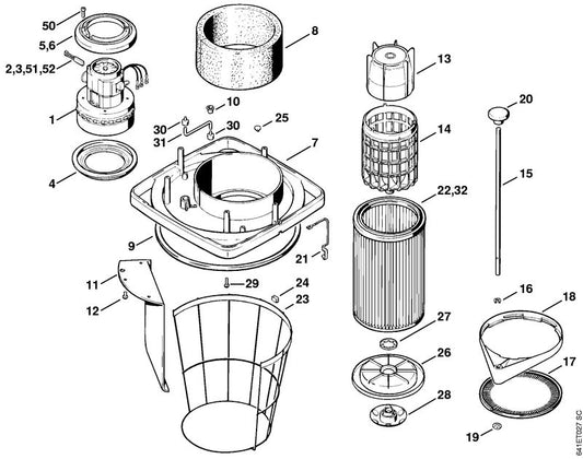 STIHL 4714-703-5500 Filter positie 14 technische tekening