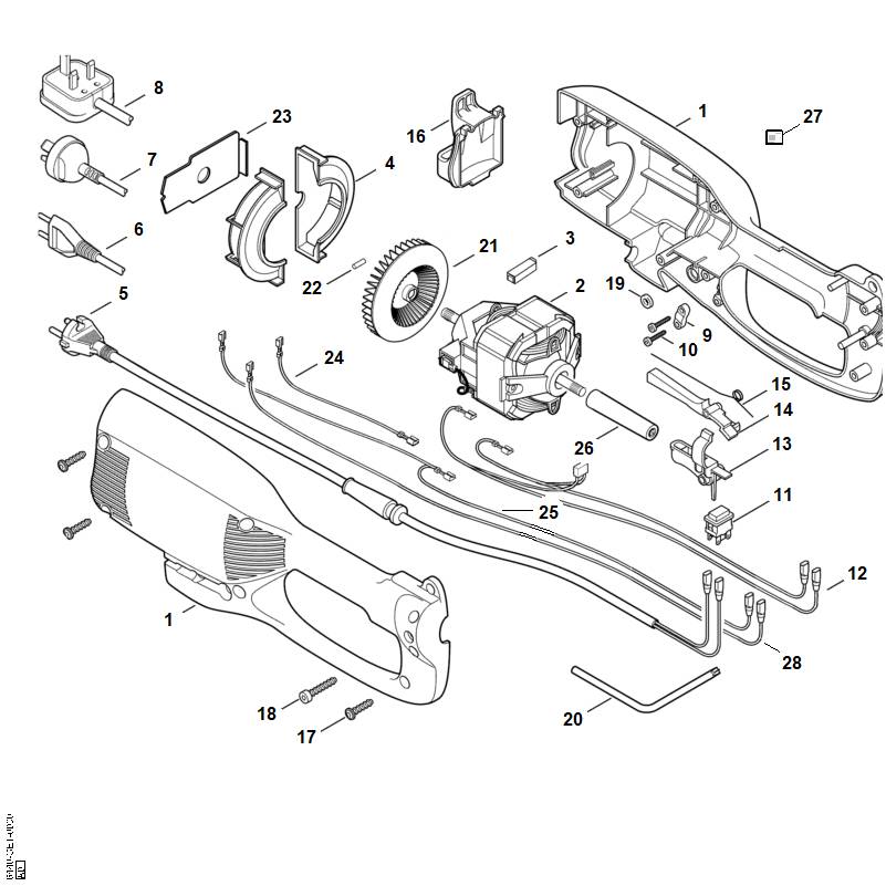 STIHL 6440-007-1000 set koolborstels positie 3 technische tekening