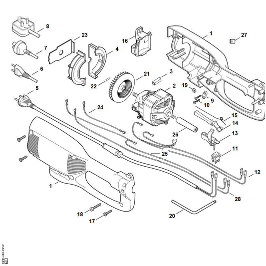 STIHL 6440-007-1000 set koolborstels positie 3 technische tekening