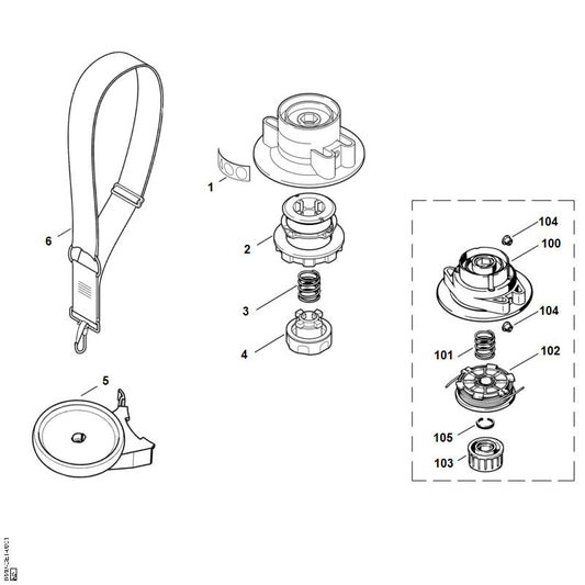 STIHL 0000-997-3100 drukveer positie 101 technische tekening