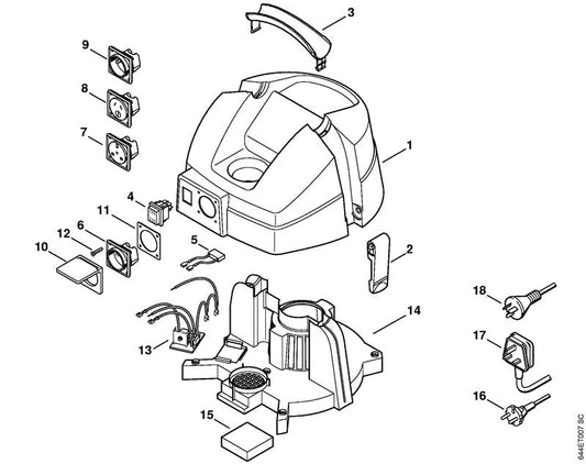 STIHL 4730-703-4100 Handgreep positie 3 technische tekening