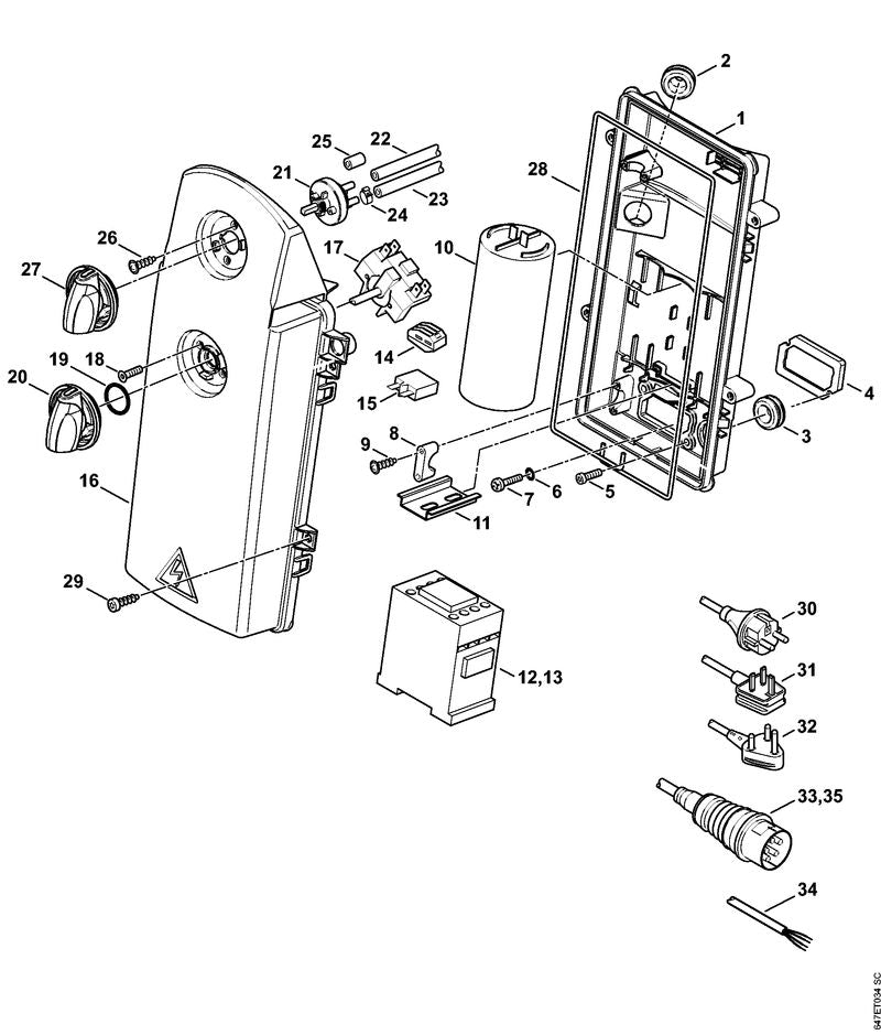 STIHL 4747-430-2801 Beveiliging 100-C16KN10 positie 12 technische tekening
