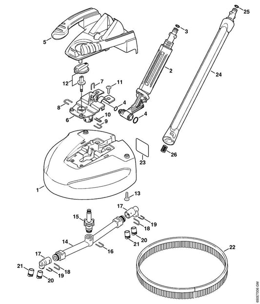 STIHL 4900-504-0502 Borstelring positie 22 technische tekening