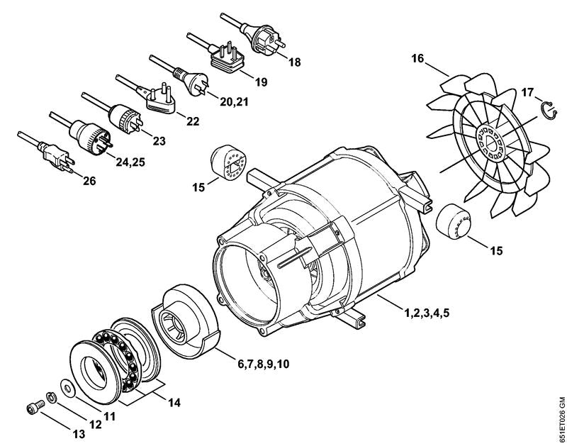 STIHL 4776-607-3000 Ventilator positie 16 technische tekening