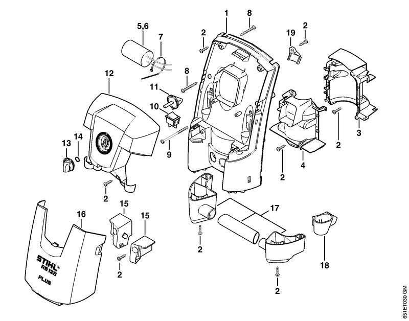 STIHL 4767-701-0900 Deksel positie 16 technische tekening