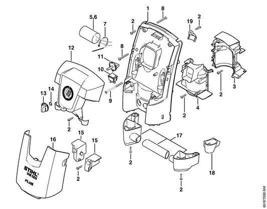 STIHL 4767-701-0900 Deksel positie 16 technische tekening