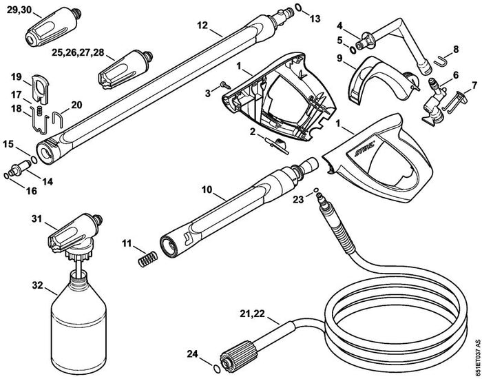 STIHL 4915-500-2201 Kniestuk positie 4 technische tekening