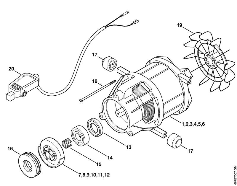 STIHL 4754-430-0500 Schakelaar positie 20 technische tekening
