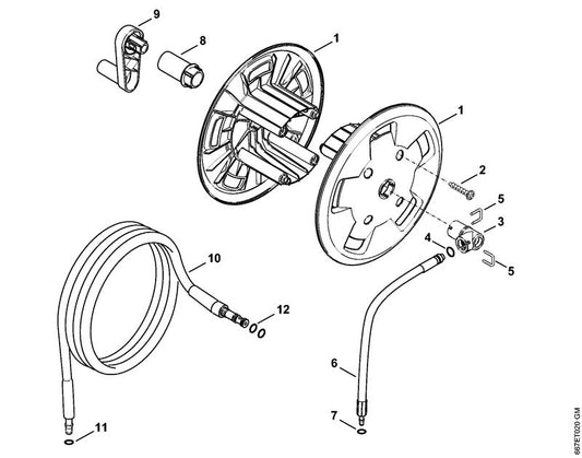 STIHL 4756-670-0800 Hogedrukslang DN 6, 590 mm positie 6 technische tekening