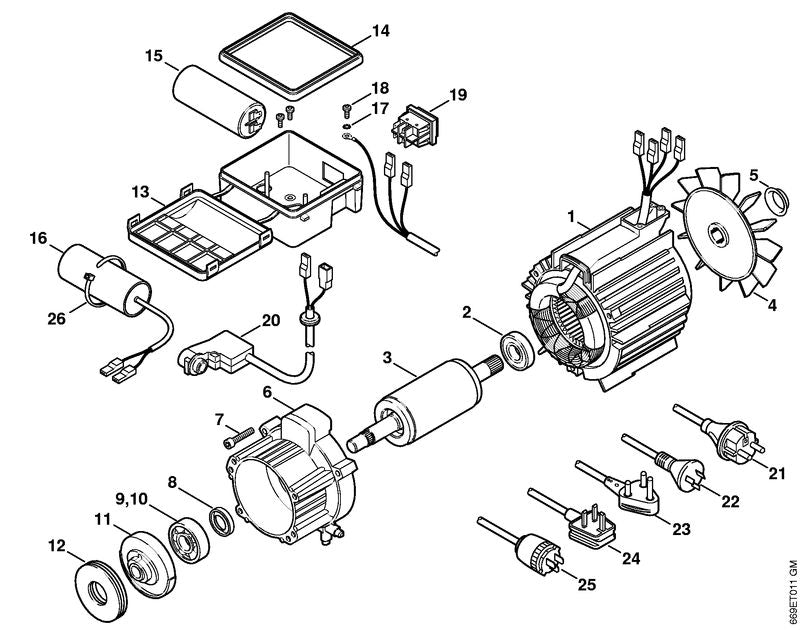 STIHL 4737-430-0500 Schakelaar positie 20 technische tekening