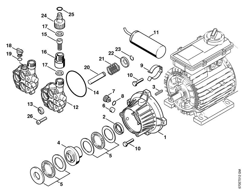 STIHL 4726-700-4001 Pomphuis positie 12 technische tekening