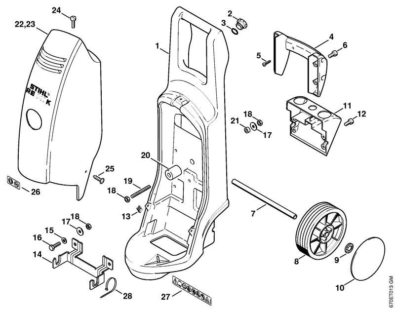 STIHL 0751-010-7049 Kabelbinder positie 28 technische tekening