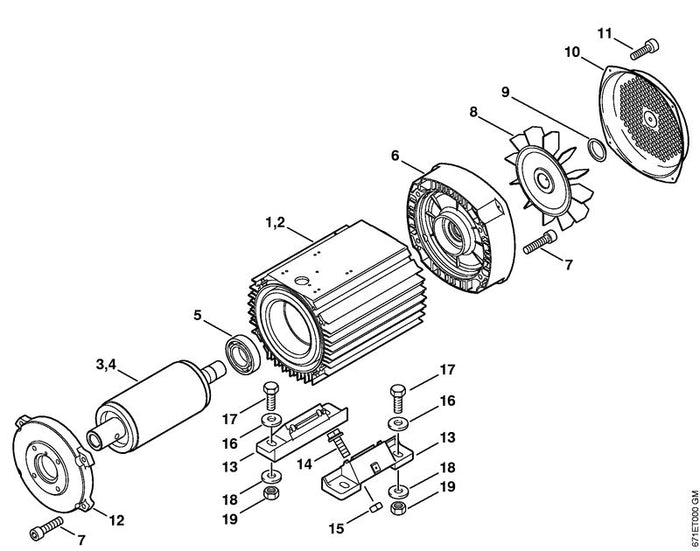 STIHL 4747-600-0202 Elektromotor 400 V/50 Hz positie 1 technische tekening