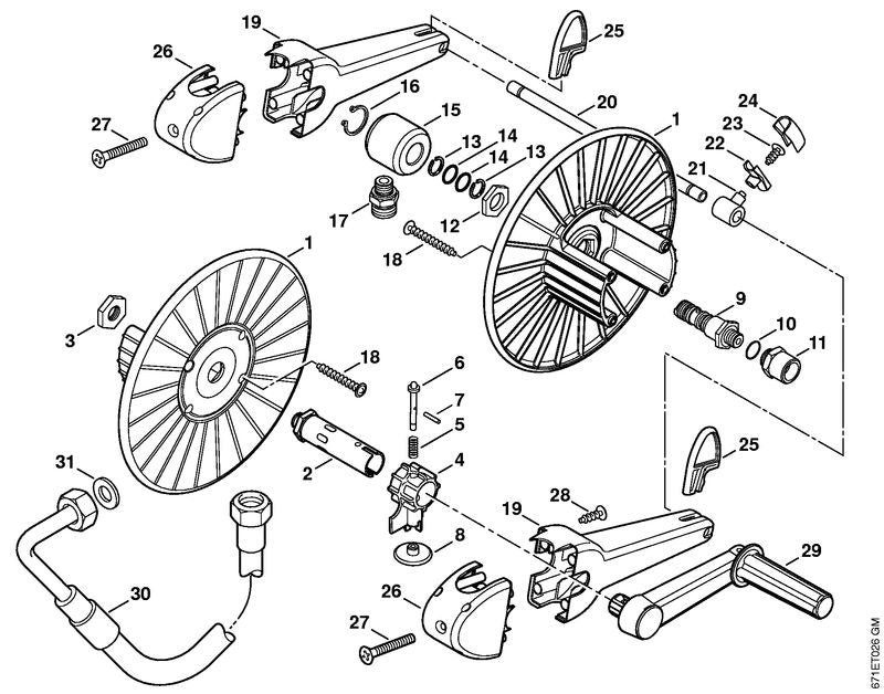 STIHL 9063-319-8100 Bout met verzonken kop M6x65 positie 27 technische tekening