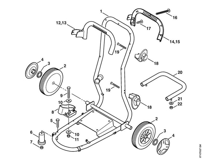 STIHL 4747-790-2100 Frame positie 1 technische tekening