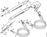 STIHL 4925-500-0945 Spuitlans 840 mm, gebogen positie 3 technische tekening