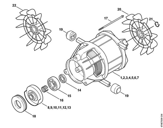STIHL 4744-760-8700 Tuimelschijf positie 13 technische tekening