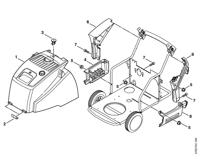 STIHL 4770-791-7504 Afdekkap, links positie 8 technische tekening