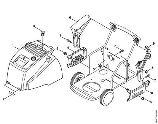 STIHL 4770-791-7504 Afdekkap, links positie 8 technische tekening
