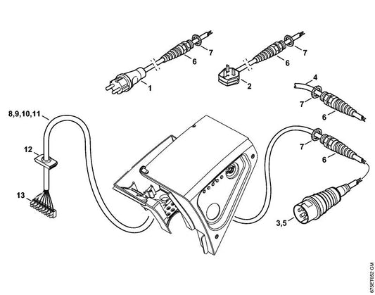STIHL 4747-440-2000 Aansluitkabel Europa positie 3 technische tekening