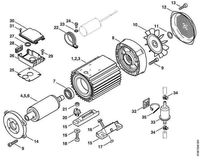 STIHL 4751-600-0202 Elektromotor 400 V/50 Hz positie 2 technische tekening