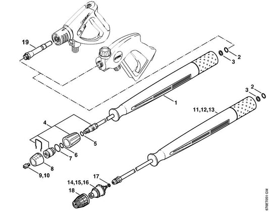 STIHL 4900-007-1005 Rep.set rotorsproeier 050 positie -1 technische tekening