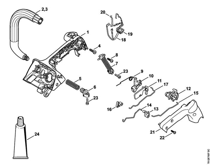 STIHL 1145-185-1900 Chokestang positie 14 technische tekening