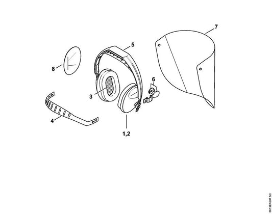 STIHL 0000-884-0525 Hoofdband positie 4 technische tekening