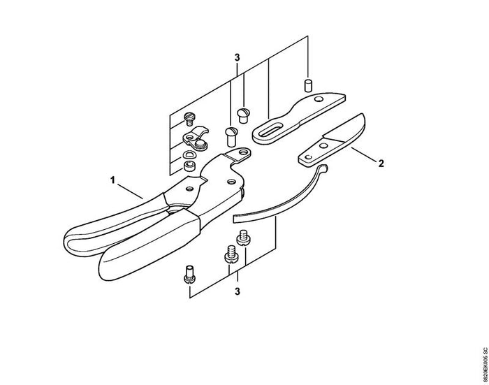 STIHL 0000-881-3645 Kling/mes positie 2 technische tekening