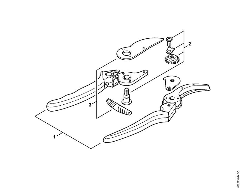 STIHL 0000-881-9908 Kling/mes met veer positie 3 technische tekening