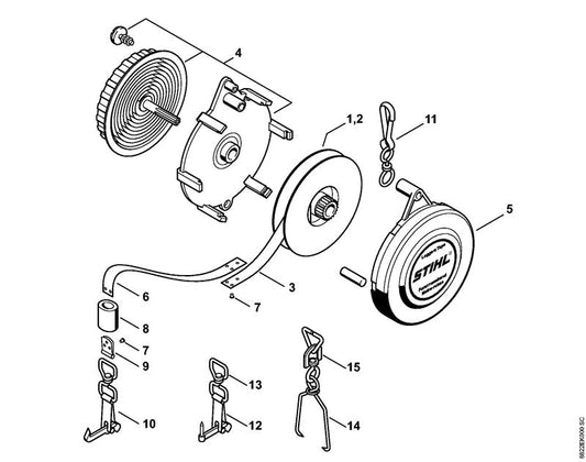 STIHL 0000-881-0877 Dubbele D-sluiting, type A positie 13 technische tekening