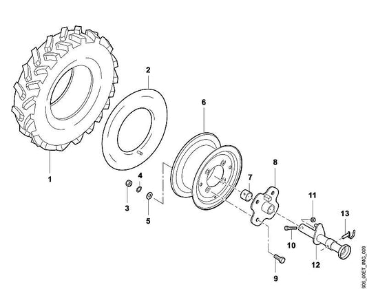 STIHL 6906-704-9500 band positie 1 technische tekening
