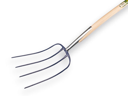 Atlas Mestvork 4 tands blauw met essen knopsteel 135 cm