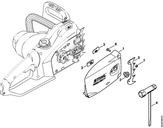 STIHL 1210-640-1700 Kettingtandwieldeksel positie 1 technische tekening