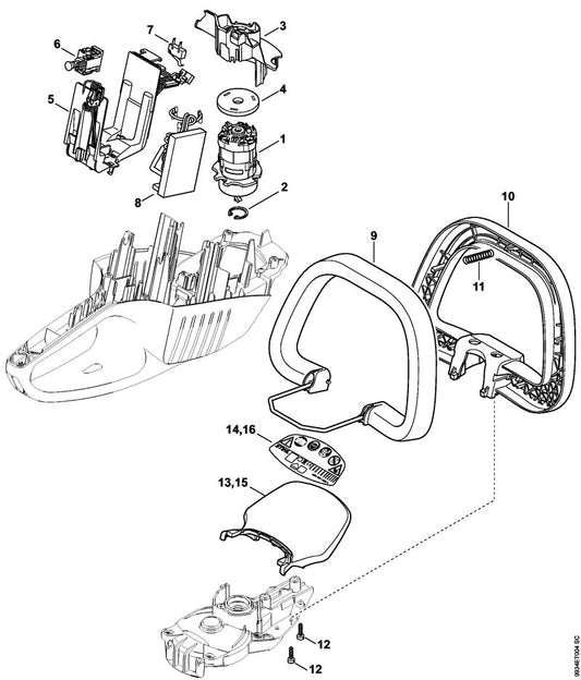 STIHL 4851-791-2300 Beugelhandgreep positie 10 technische tekening