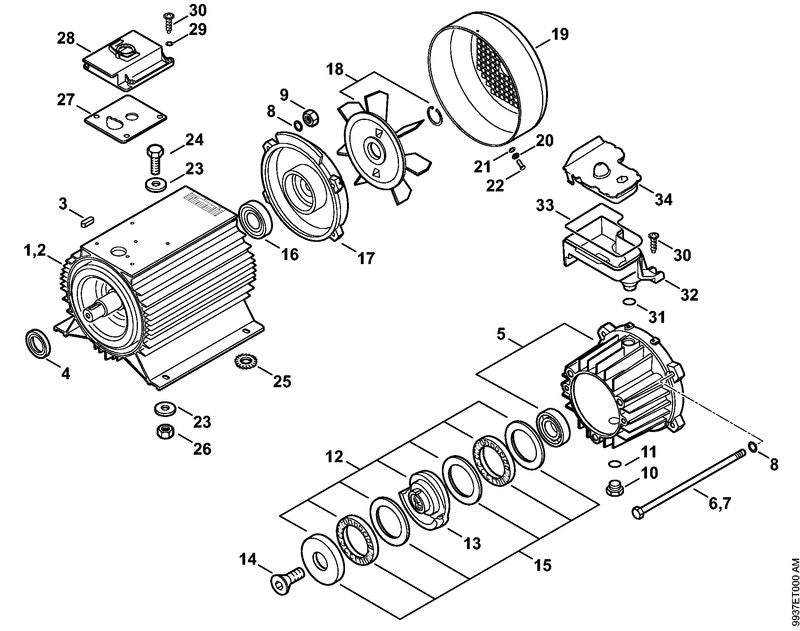 STIHL 4780-600-0201 E-motor positie 1 technische tekening