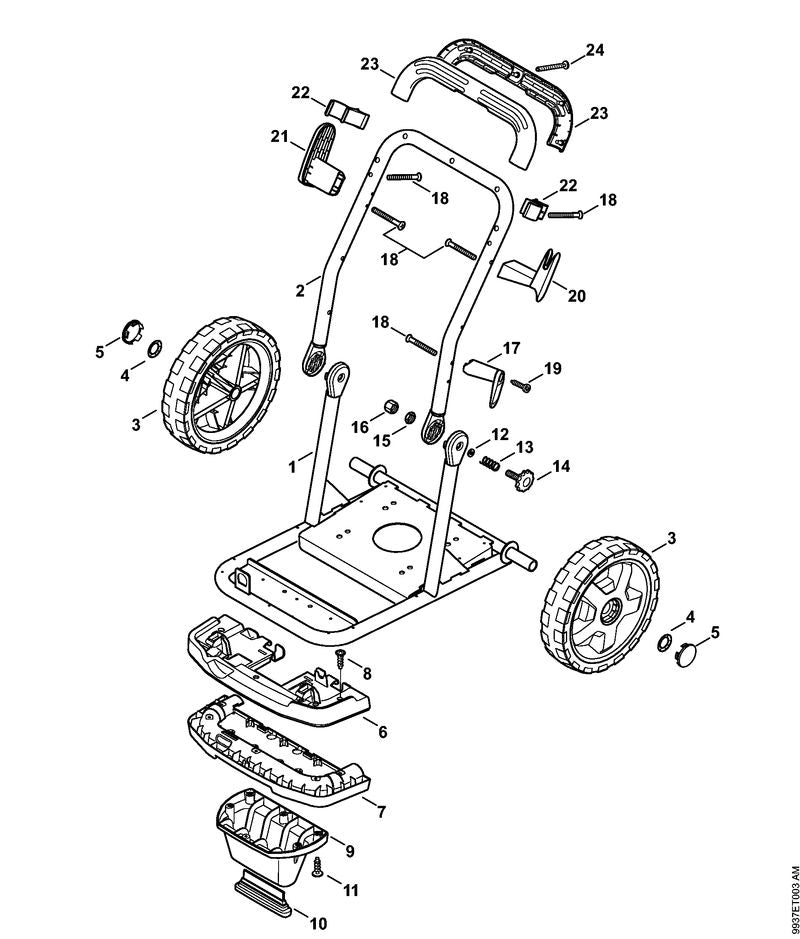 STIHL 4780-791-1700 Handgreep positie 2 technische tekening