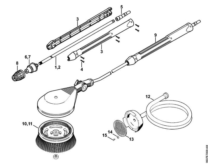 STIHL 4925-500-8301 Rotorsproeier, met spuitlans 060 positie 1 technische tekening