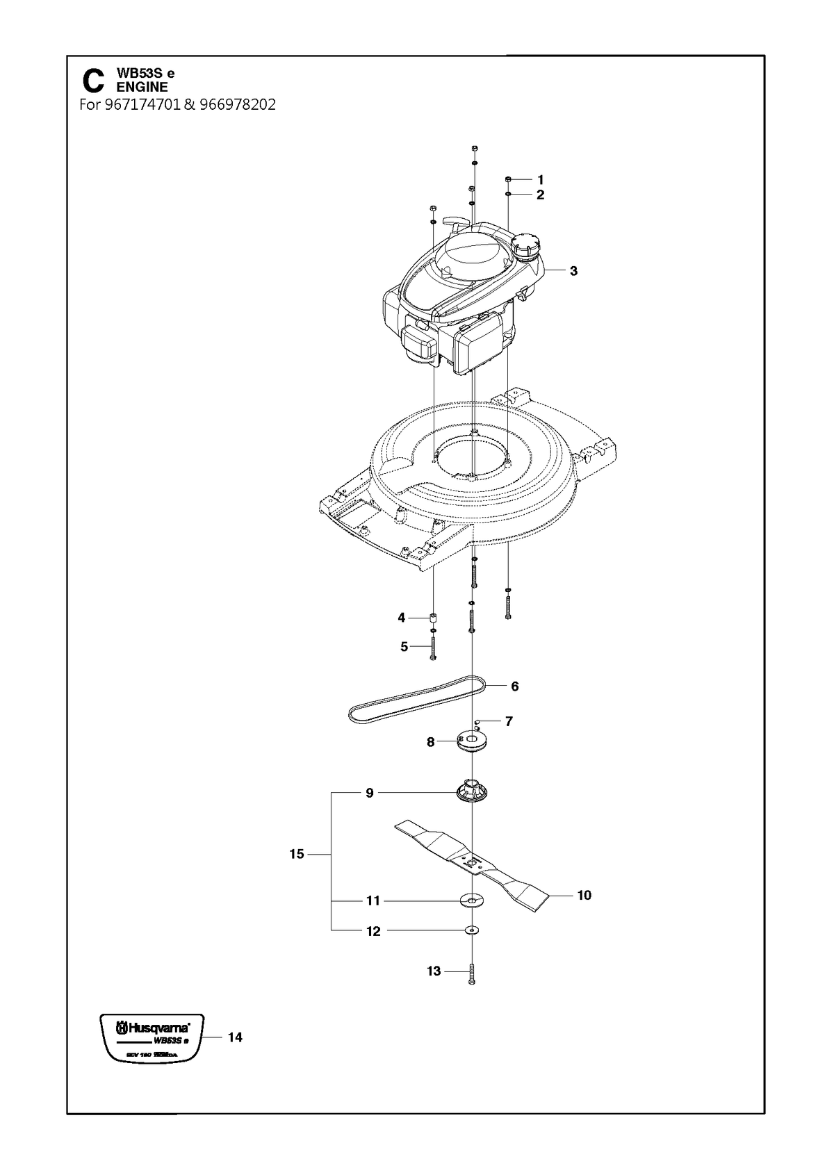 Husqvarna 577670303 onderdelentekening - positie 14