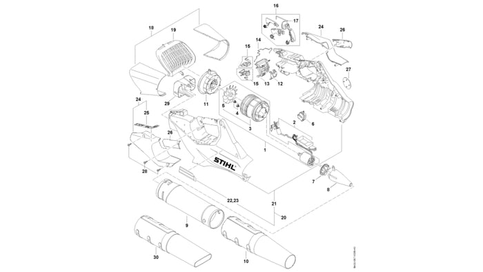 STIHL BA027015400 Blaaspijp positie 9 technische tekening