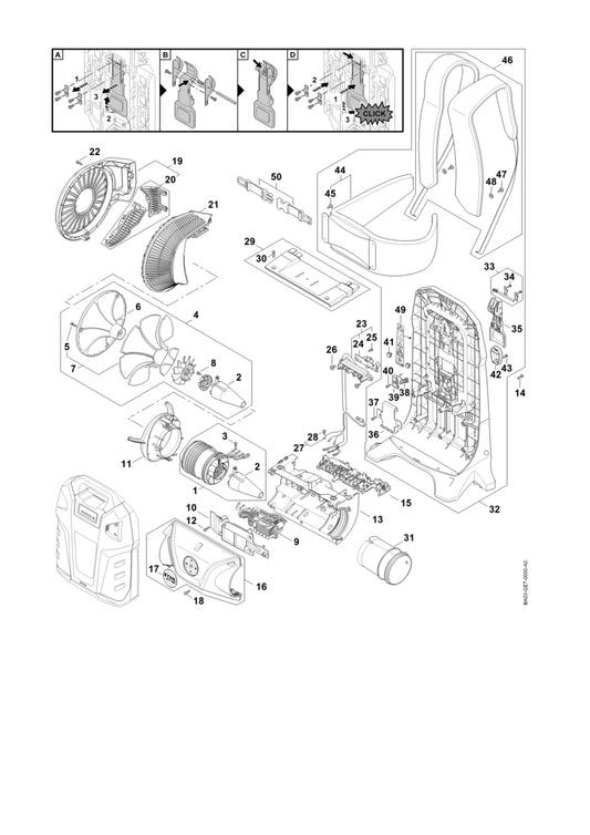 STIHL BA037600500 Ventilator positie 1 technische tekening