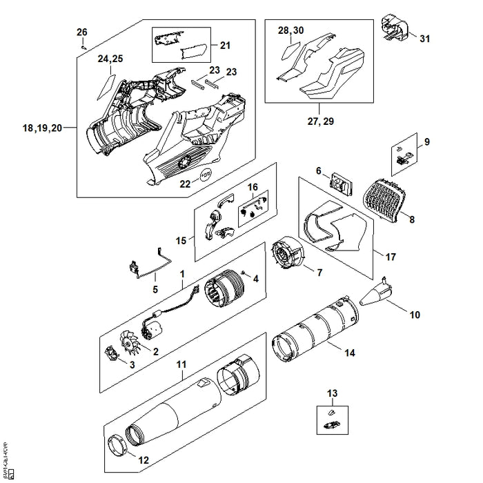 STIHL BA047015400 Blaaspijp positie 14 technische tekening