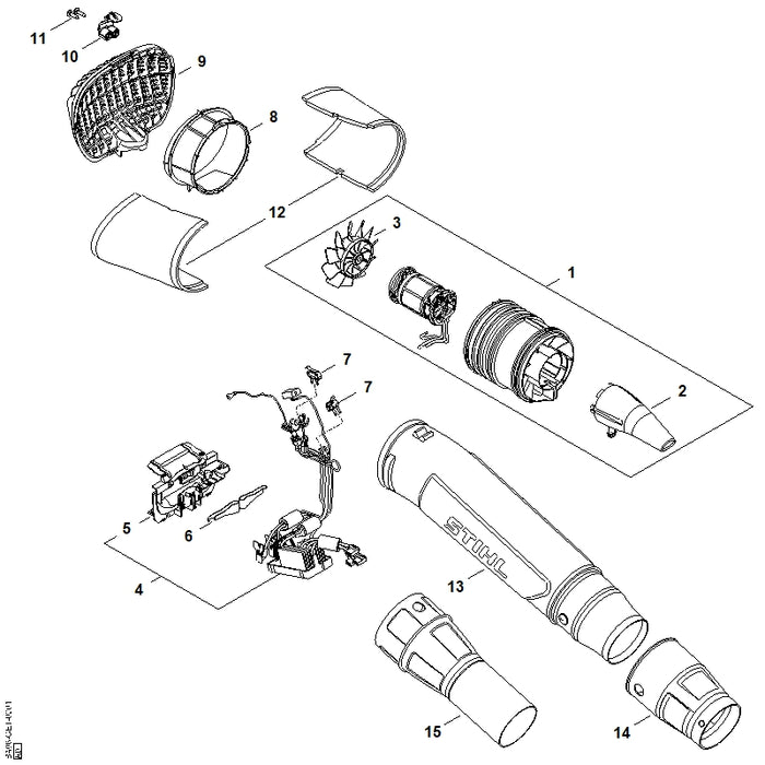 STIHL BA067015401 Blaaspijp positie 13 technische tekening