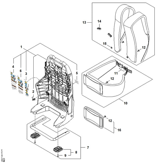 STIHL BA077003801 Rugplaat positie 1 technische tekening
