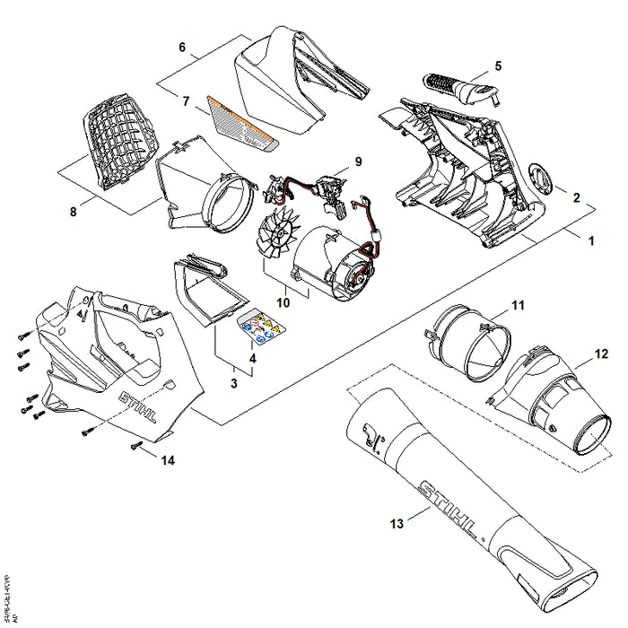 STIHL BA087015400 Blaaspijp positie 13 technische tekening
