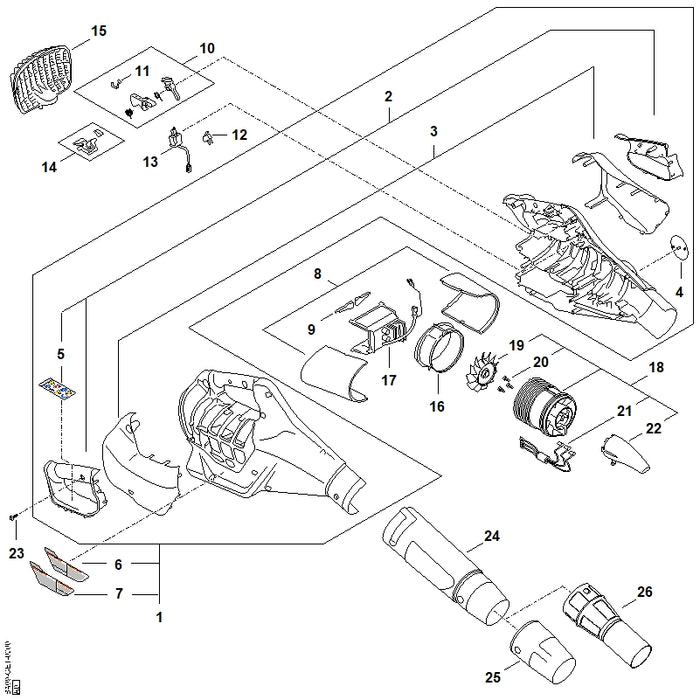 STIHL BA097015400 Blaaspijp positie 24 technische tekening