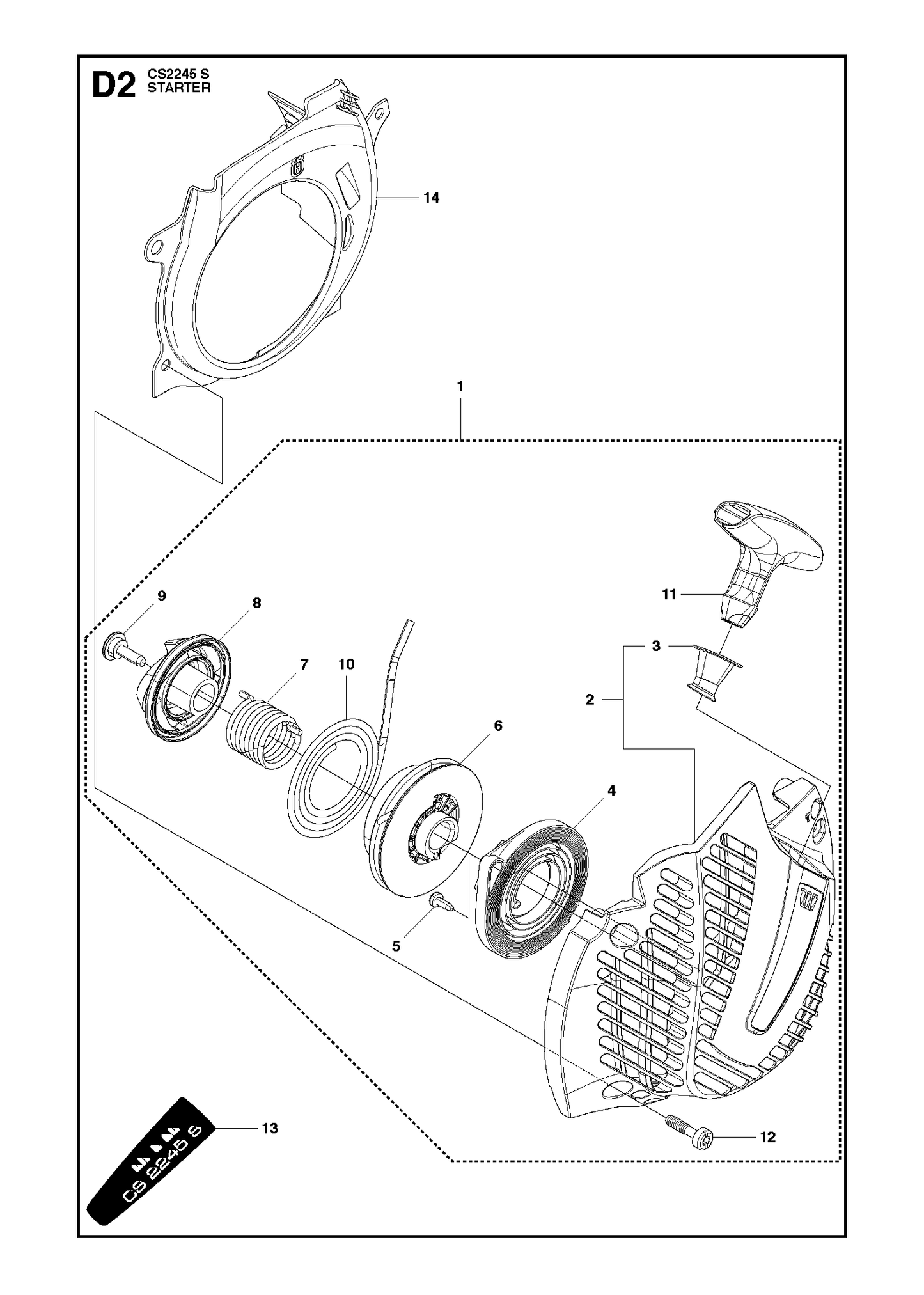 Husqvarna 502300402 onderdelentekening - positie 1